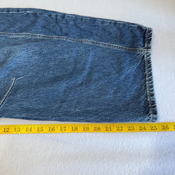 FREE PEOPLE We The Free Good Luck Mid Rise Barrel Leg Jeans in "Deep End" Sz 31 - Picture 13 of 13